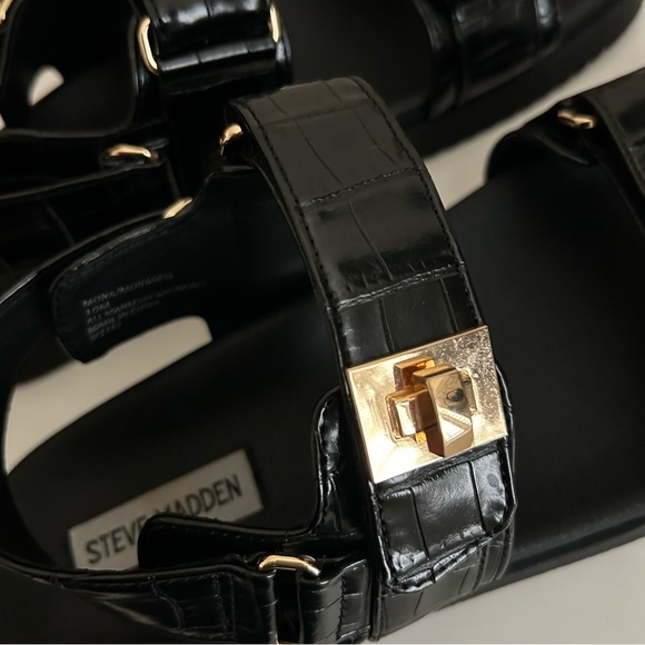 Steve Madden Mona Croc Black Sandals Women’s - Picture 8 of 12